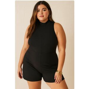 Babaton Contour Aritzia Black Mock Neck Romper Size XL